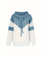 Hoodie Dames Gebreid Colorblock met Koordcapuchon