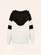 Hoodie Dames Gebreid Colorblock met Koordcapuchon