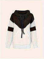 Hoodie Dames Gebreid Colorblock met Koordcapuchon