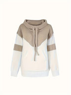 Hoodie Dames Gebreid Colorblock met Koordcapuchon