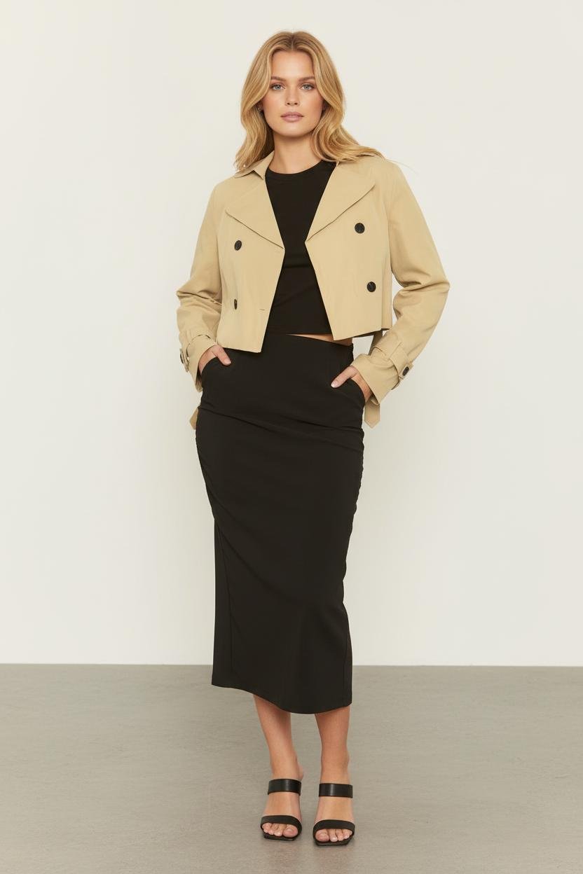 Korte Trenchcoat Dames | Dubbelrijig Getailleerd - Miss Madera