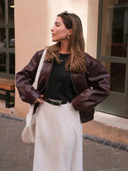 Kunstleren Jas Dames | Vintage Losvallend Ritssluiting - Miss Madera