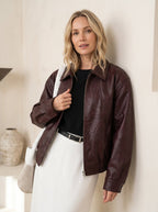 Kunstleren Jas Dames | Vintage Losvallend Ritssluiting - Miss Madera