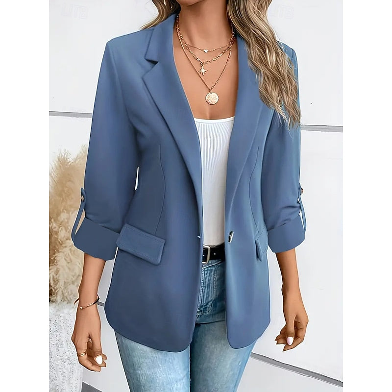 Miss | Blazer Dames Getailleerd Open Voorkant Opgerolde Mouwen