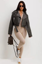 leren Biker Jacket Dames | Cropped Asymmetrische Rits - Miss Madera
