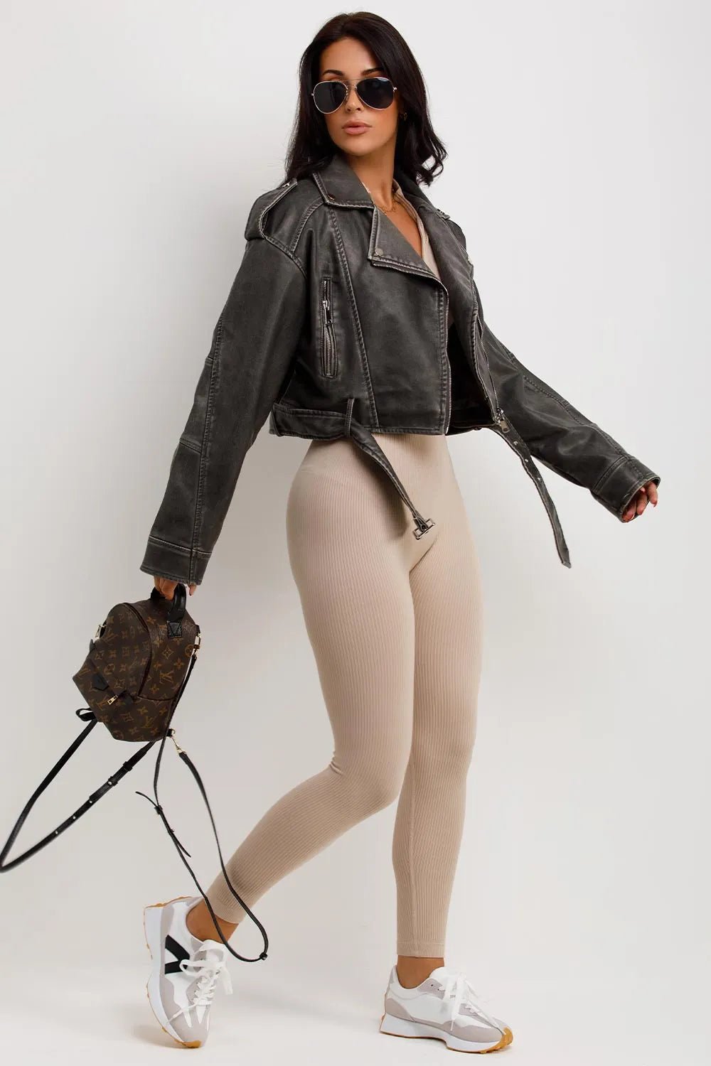 leren Biker Jacket Dames | Cropped Asymmetrische Rits - Miss Madera