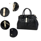 Leren Handtas Dames | Krokodil Textuur Gouden Gesp - Miss Madera