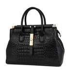 Leren Handtas Dames | Krokodil Textuur Gouden Gesp - Miss Madera