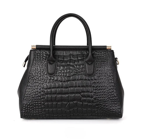 Leren Handtas Dames | Krokodil Textuur Gouden Gesp - Miss Madera