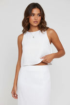 Linnen Crop Top Dames | Hoge Hals Boxy Mouwloos - Miss Madera
