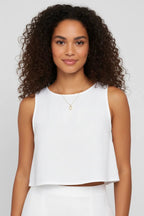 Linnen Crop Top Dames | Hoge Hals Boxy Mouwloos - Miss Madera