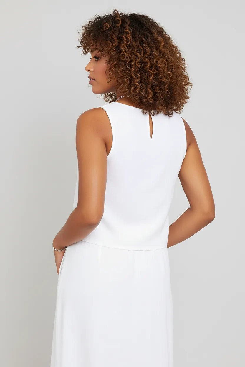 Linnen Crop Top Dames | Hoge Hals Boxy Mouwloos - Miss Madera