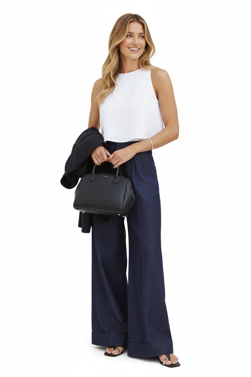 Linnen Crop Top Dames | Hoge Hals Boxy Mouwloos - Miss Madera