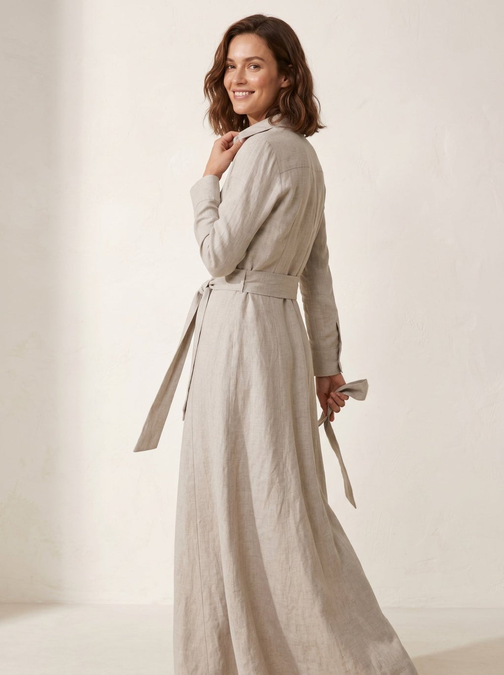 Linnen Maxi - jurk Dames | Frontknopen & Hoge Split Boho - Miss Madera