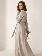 Linnen Maxi - jurk Dames | Frontknopen & Hoge Split Boho - Miss Madera