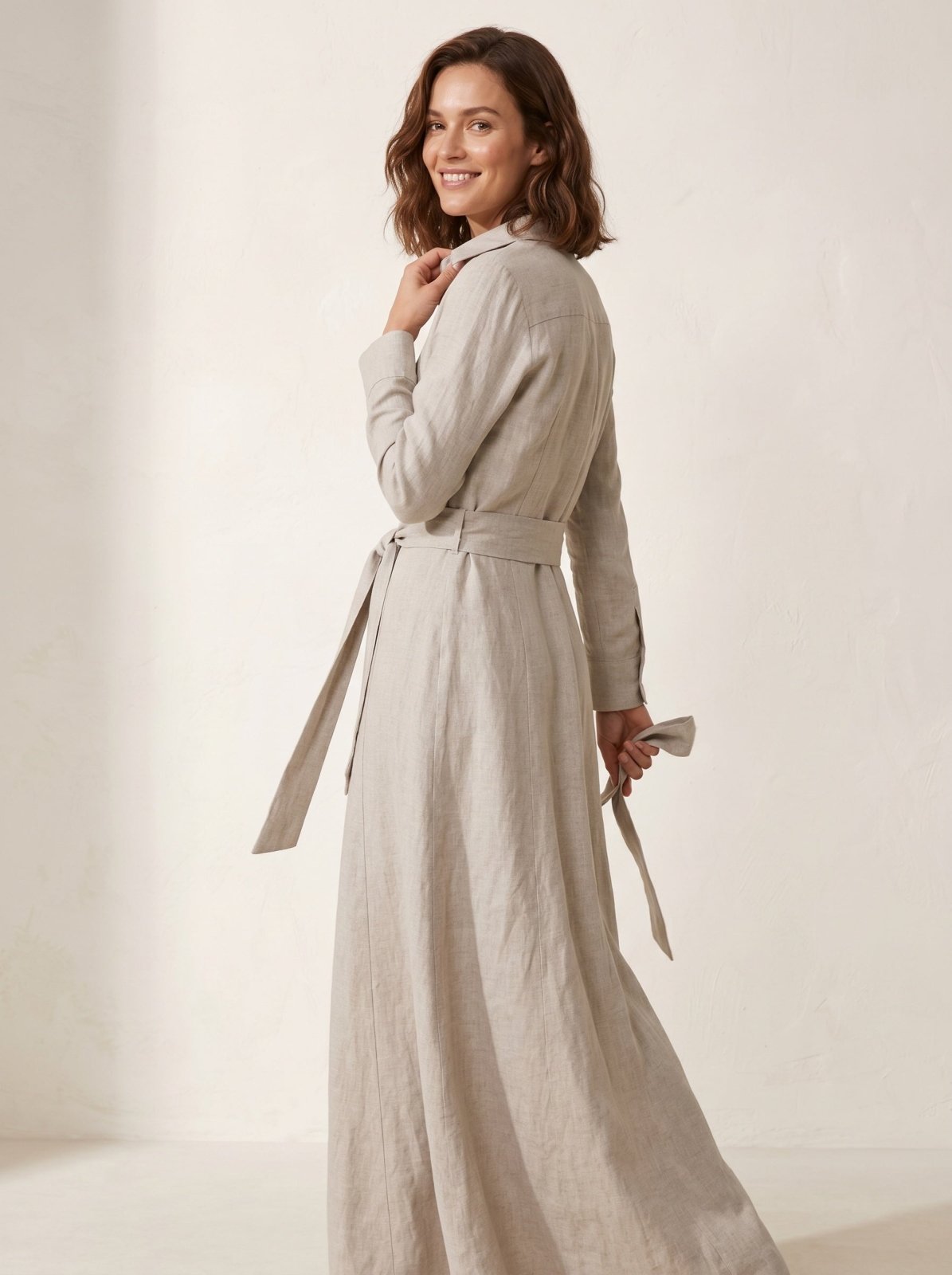 Linnen Maxi - jurk Dames | Frontknopen & Hoge Split Boho - Miss Madera