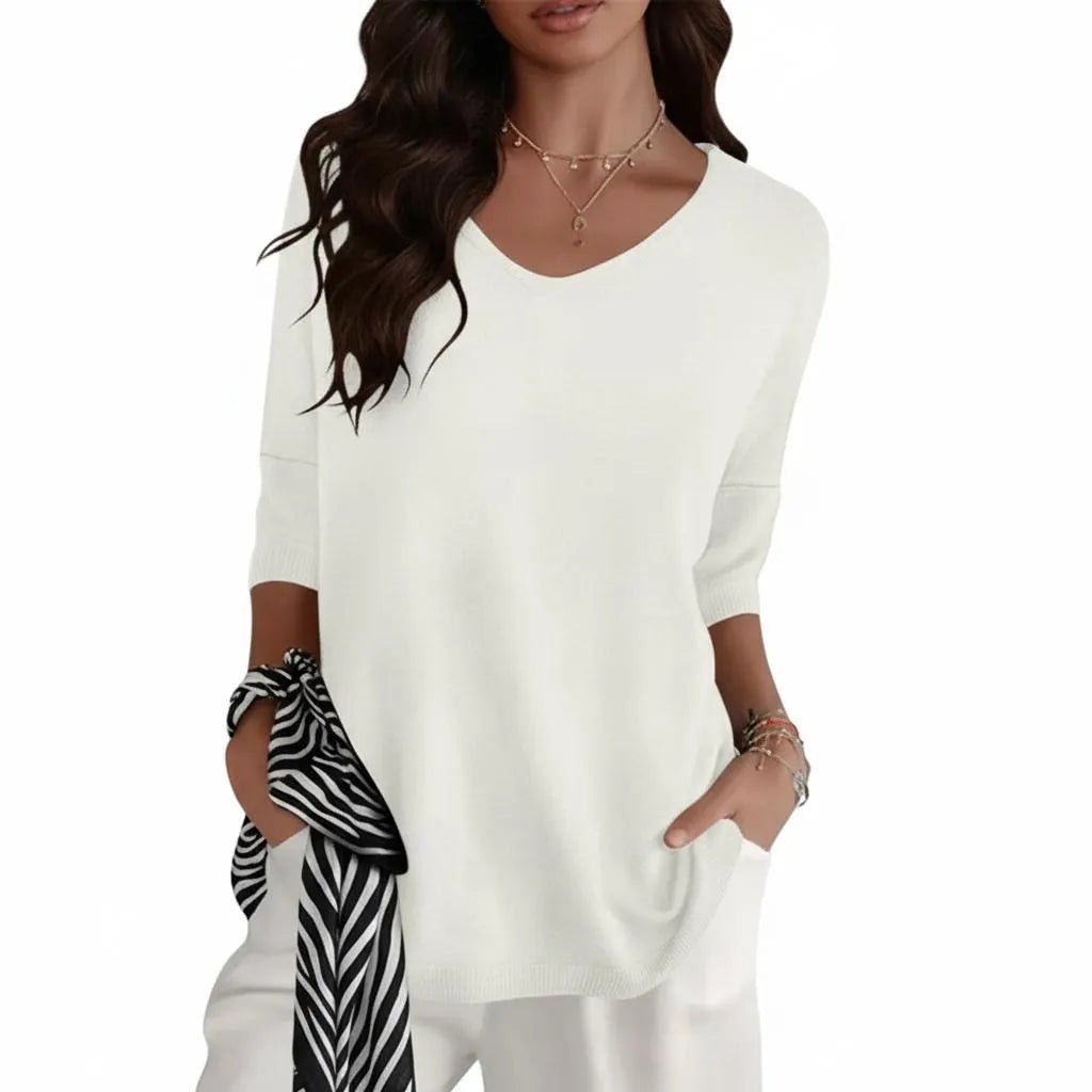Linnenblend T‑shirt dames – casual dagelijks comfort - Miss Madera