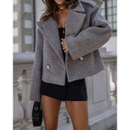Miss | Jas Dames Cropped Klassieke Kraag Knoopsluiting