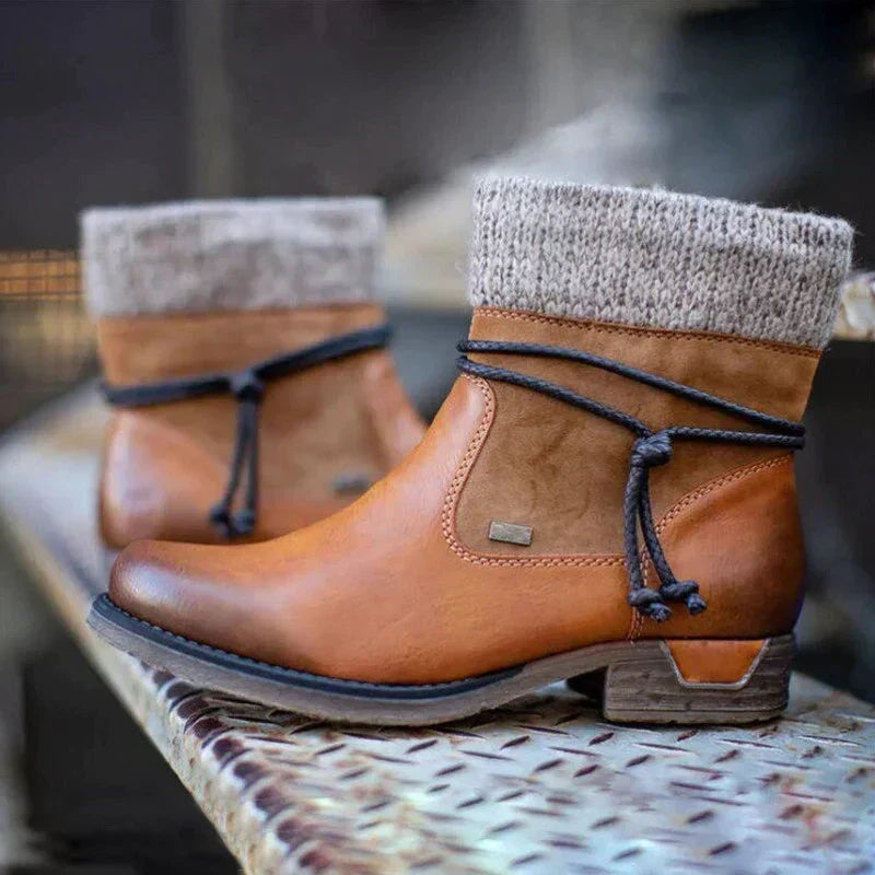 Miss | Enkellaarzen Dames Vetersluiting Vintage Hak
