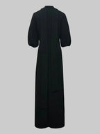 Maxi Jurk Dames | Getailleerd Goudknopen Hoge Split - Miss Madera