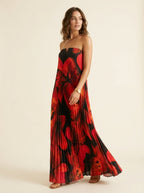 Maxi Jurk met Bloemenprint en Plooiwerk - Miss Madera