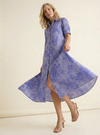 Midi Jurk Blauw - Wit Gestreept - Miss Madera