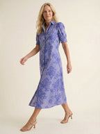 Midi Jurk Blauw - Wit Gestreept - Miss Madera