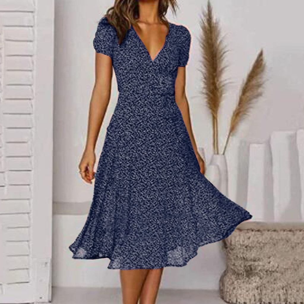 Midi Jurk Dames | A - lijn V - hals Print Regular Fit - Miss Madera