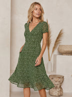 Midi Jurk Dames | A - lijn V - hals Print Regular Fit - Miss Madera