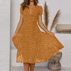 Midi Jurk Dames | A - lijn V - hals Print Regular Fit - Miss Madera
