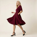 Midi Jurk Dames – Rood | A - lijn met Zijzakken - Miss Madera