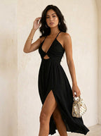 Midi Jurk met Halterhals en Cut - out - Miss Madera