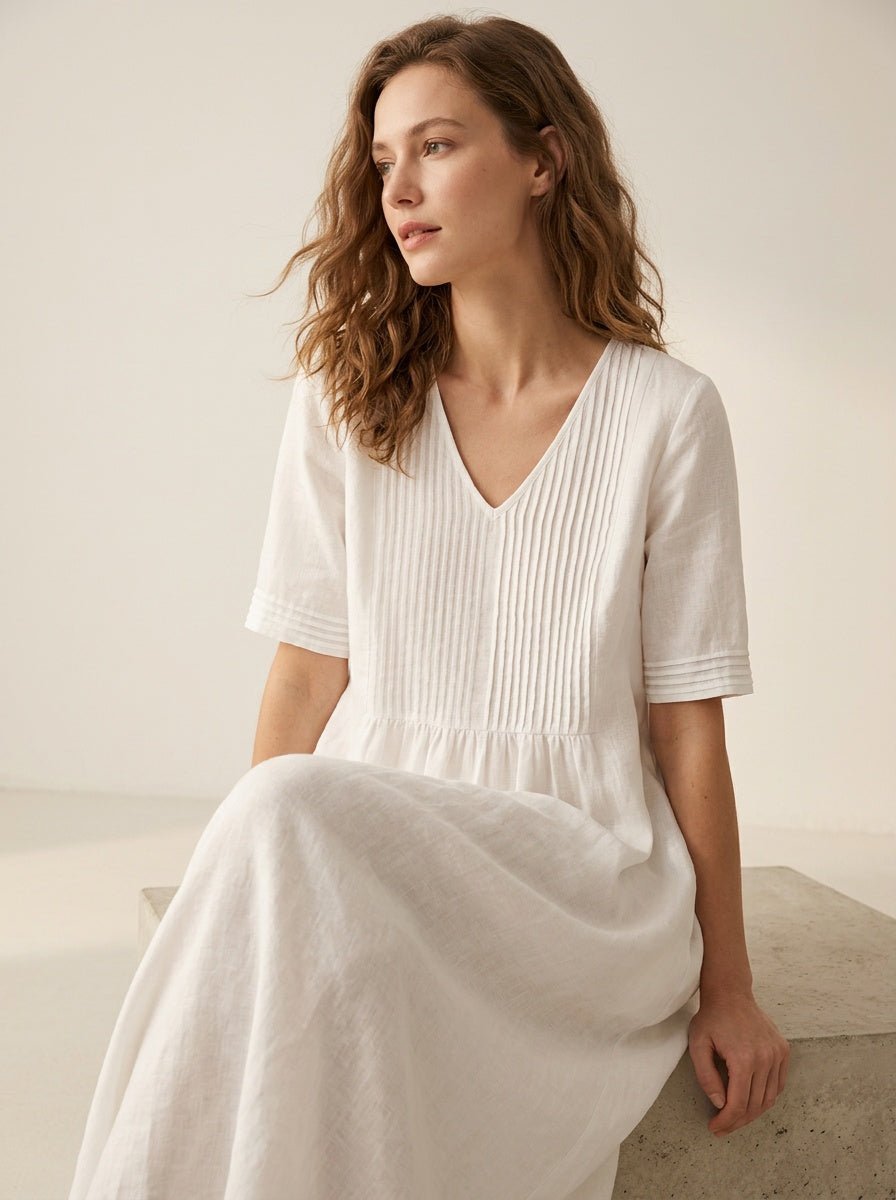Midi Jurk met Pintuck detail - Miss Madera