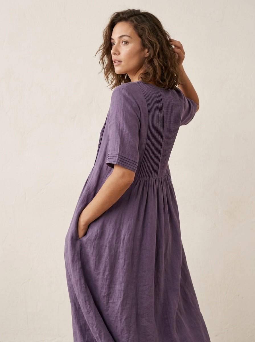Midi Jurk met Pintuck detail - Miss Madera