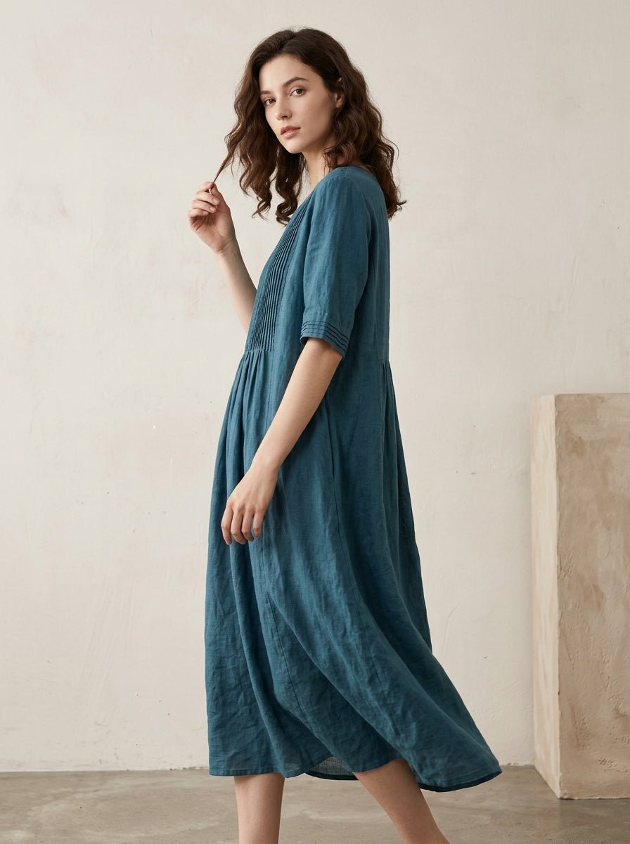 Midi Jurk met Pintuck detail - Miss Madera
