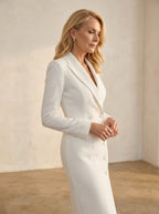Midi Jurk – Wit Blazerlook met Knopen - Miss Madera