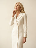 Midi Jurk – Wit Blazerlook met Knopen - Miss Madera