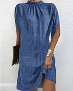 Mini Jurk Dames Vleermuismouw | Eigentijds - Denim - Miss Madera