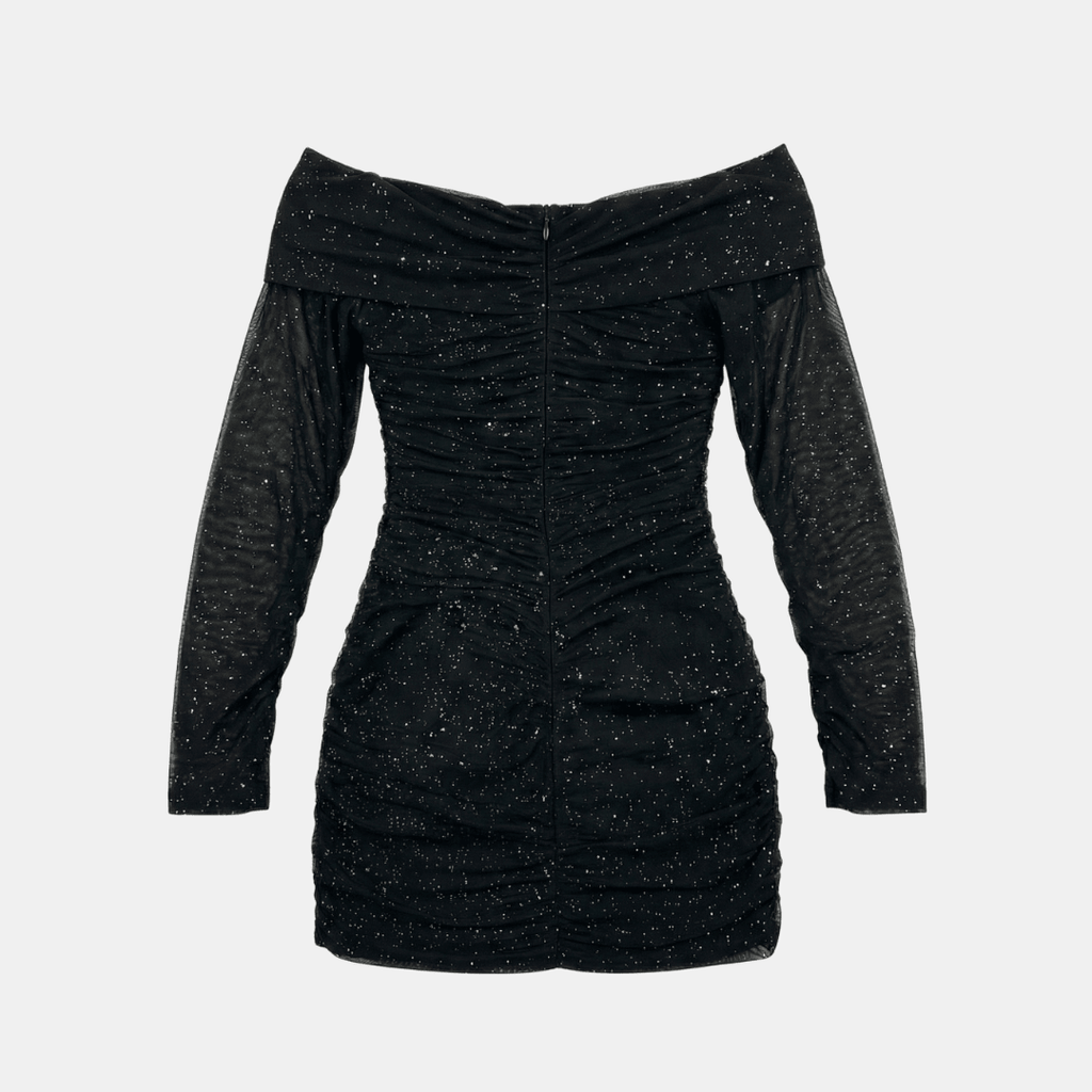 Mini Jurk Dames Zwart Sparkle | Modern - Mesh - Miss Madera