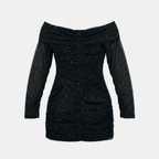 Mini Jurk Dames Zwart Sparkle | Modern - Mesh - Miss Madera