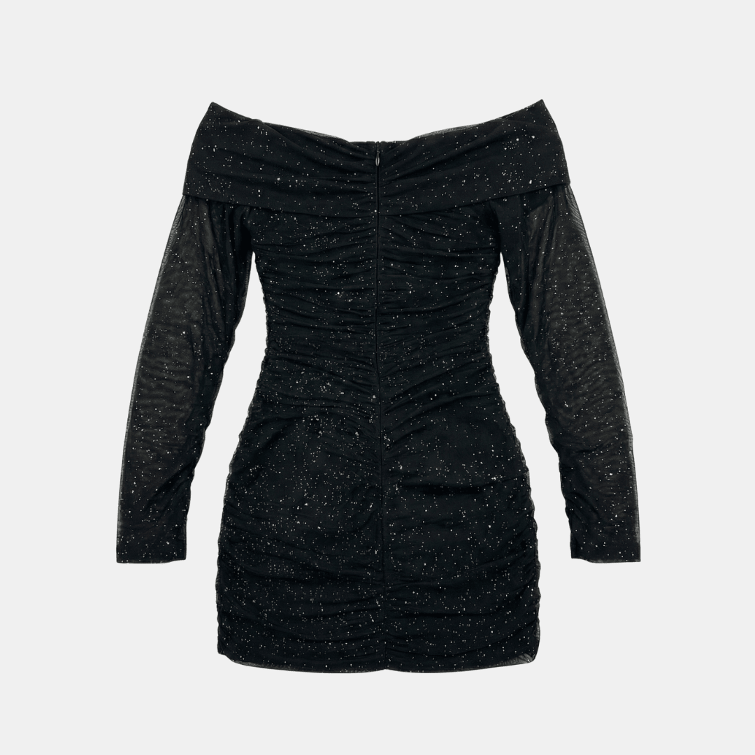 Mini Jurk Dames Zwart Sparkle | Modern - Mesh - Miss Madera