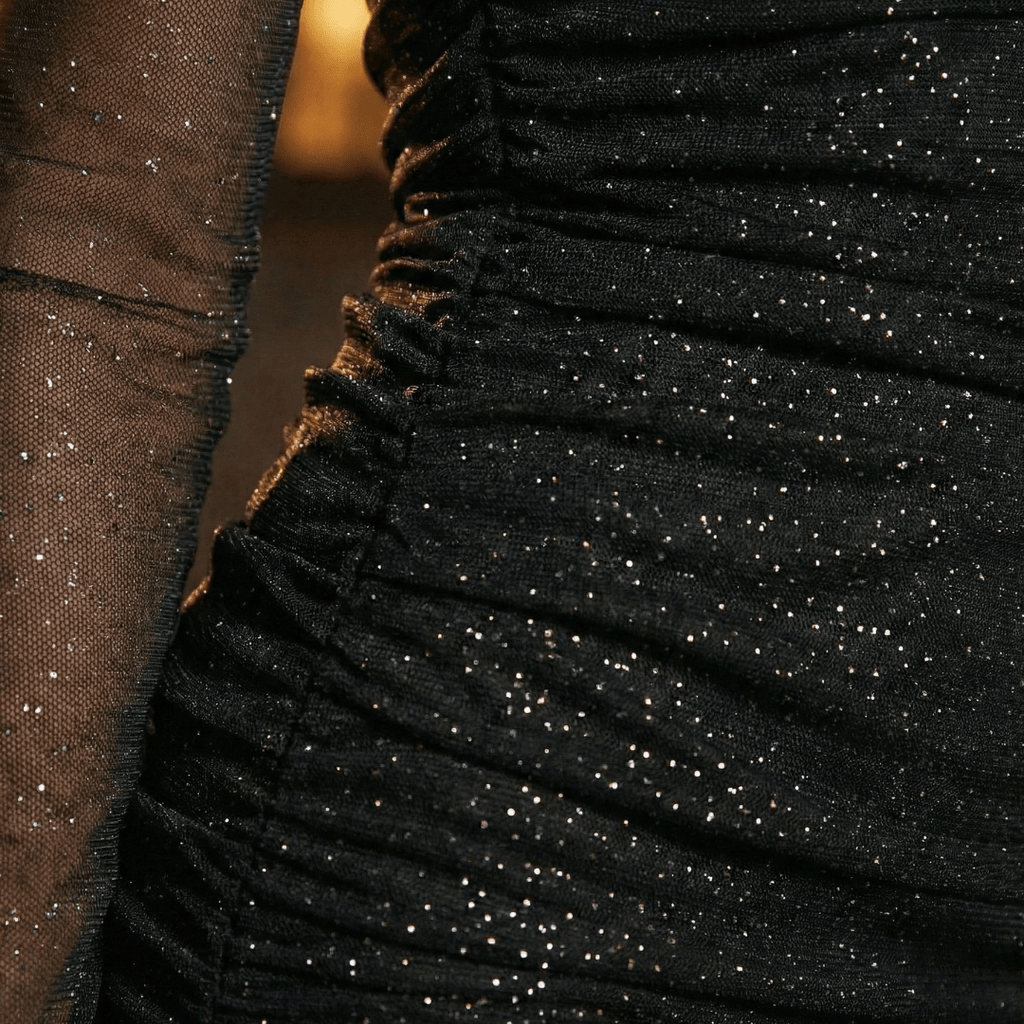Mini Jurk Dames Zwart Sparkle | Modern - Mesh - Miss Madera