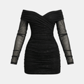 Mini Jurk Dames Zwart Sparkle | Modern - Mesh - Miss Madera