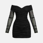Mini Jurk Dames Zwart Sparkle | Modern - Mesh - Miss Madera