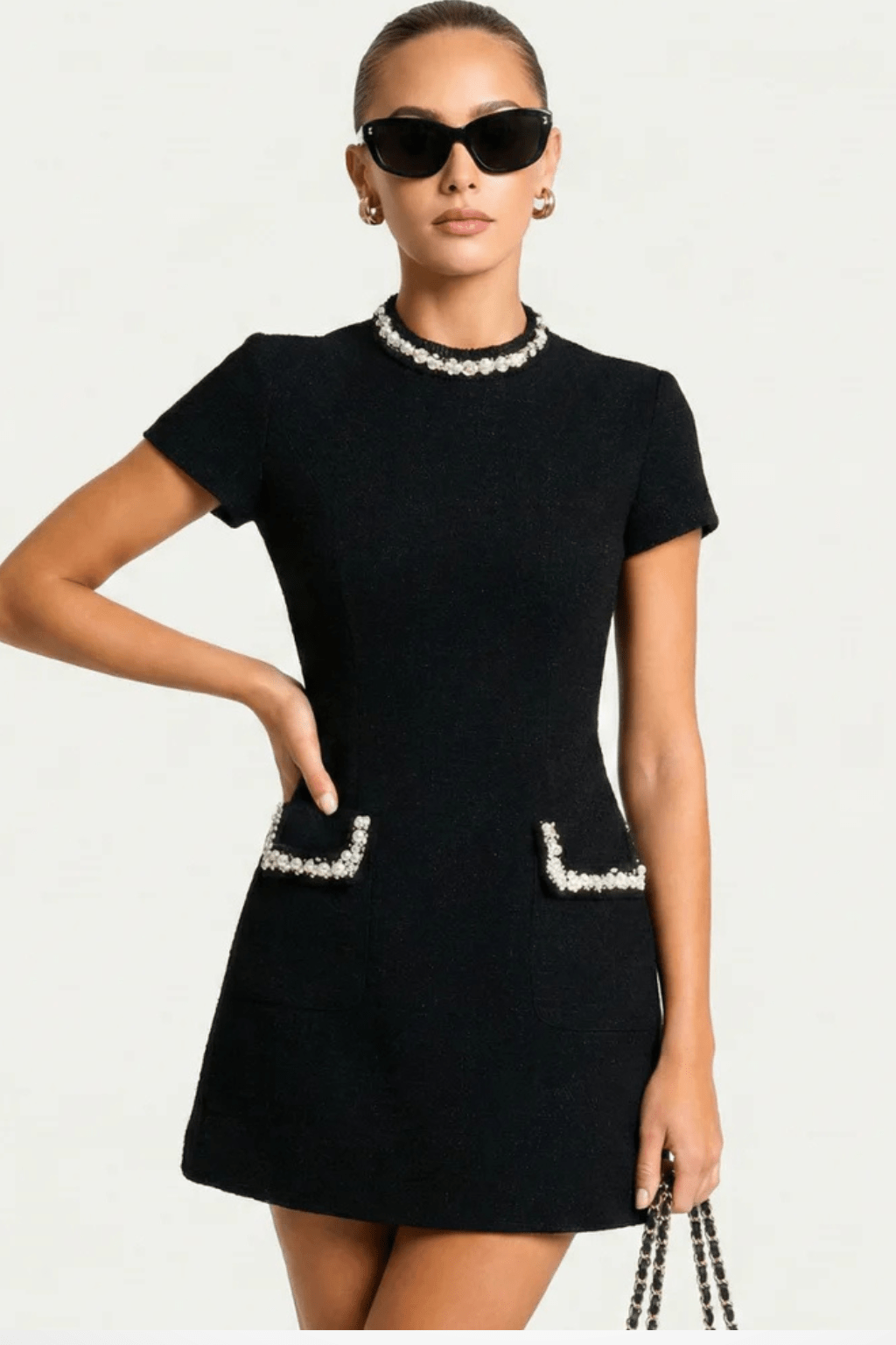 Mini Jurk Pareldetail Dames | Contemporary - Miss Madera - Miss Madera