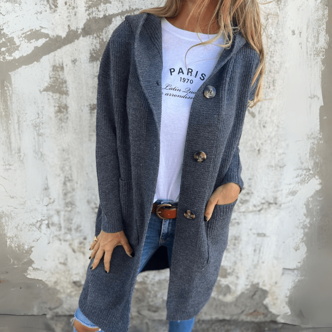 Miss | Blazer Dames Lang Open Model Lente/Herfst - Gebreid - Miss Madera MIS-64I56Y