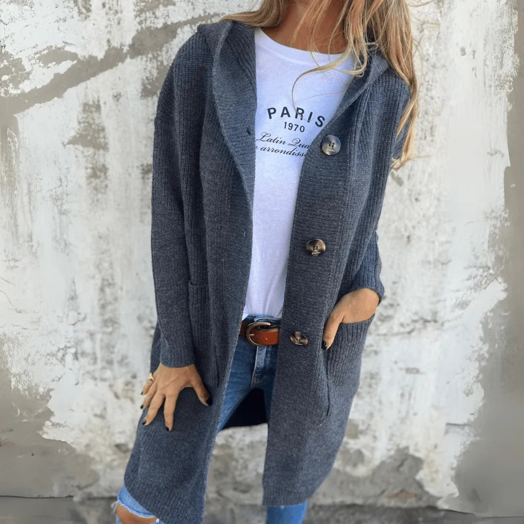 Miss | Blazer Dames Lang Open Model Lente/Herfst - Gebreid - Miss Madera MIS-64I56Y