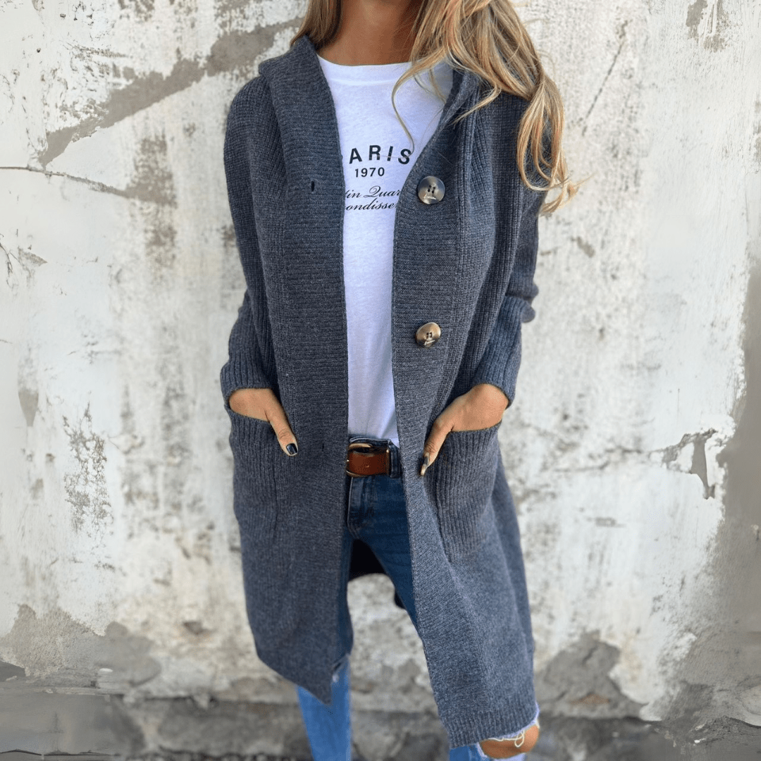 Miss | Blazer Dames Lang Open Model Lente/Herfst - Gebreid - Miss Madera MIS-64I56Y