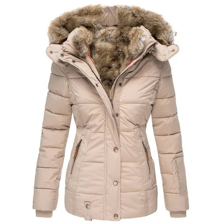 Blazer Dames Zwart Lange Gewatteerde Polyester – Winter - Beige