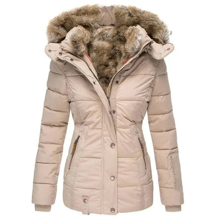 Blazer Dames Zwart Lange Gewatteerde Polyester – Winter - Beige